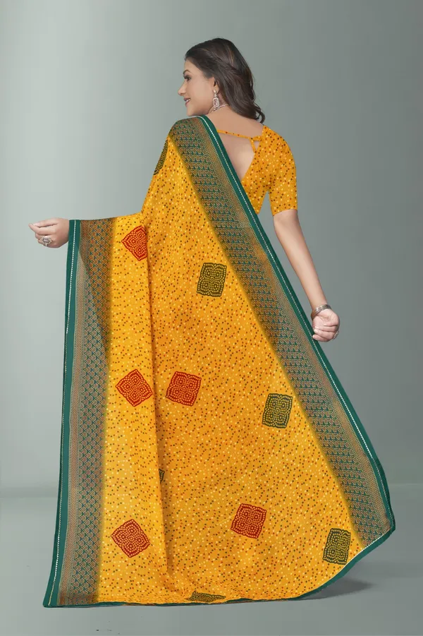 Yellow_Bandhani_Saree_With_Green_Border
