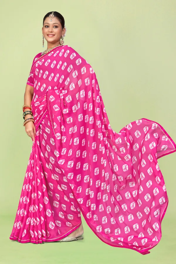 Pink_Bandhani_Print_Saree_With_Belt