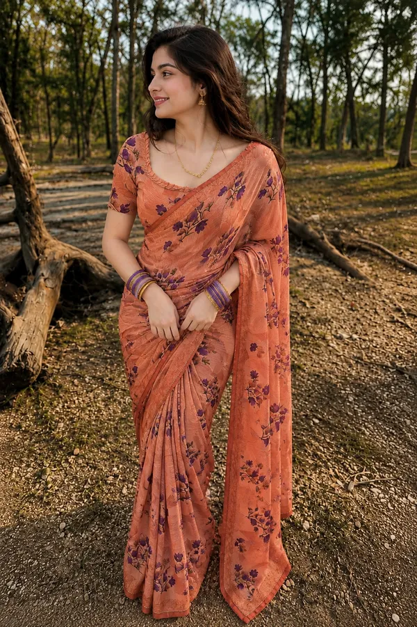 Peach_Orchid_Saree