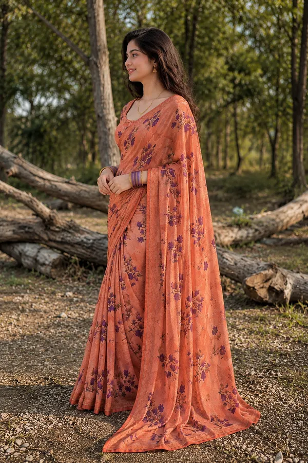 Peach_Orchid_Saree