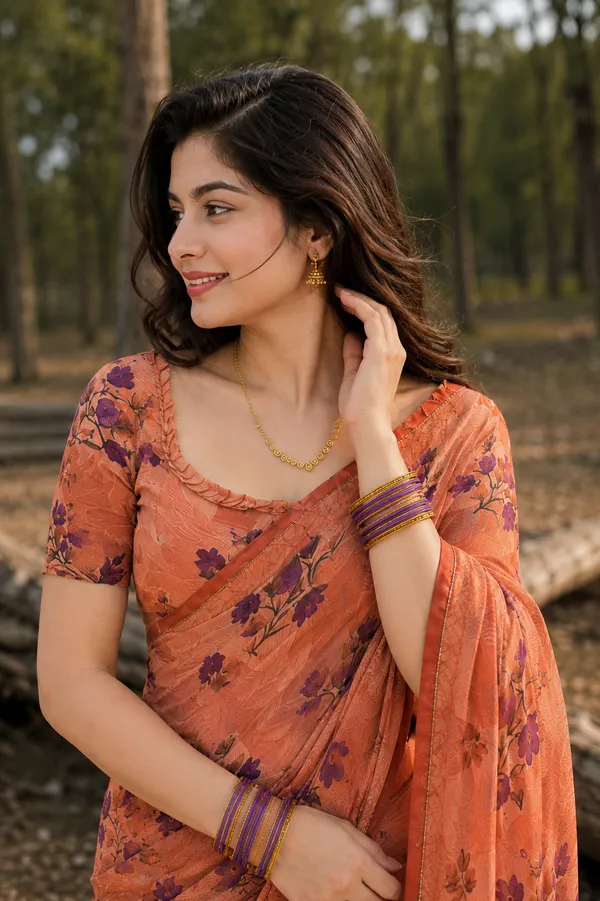 Peach_Orchid_Saree