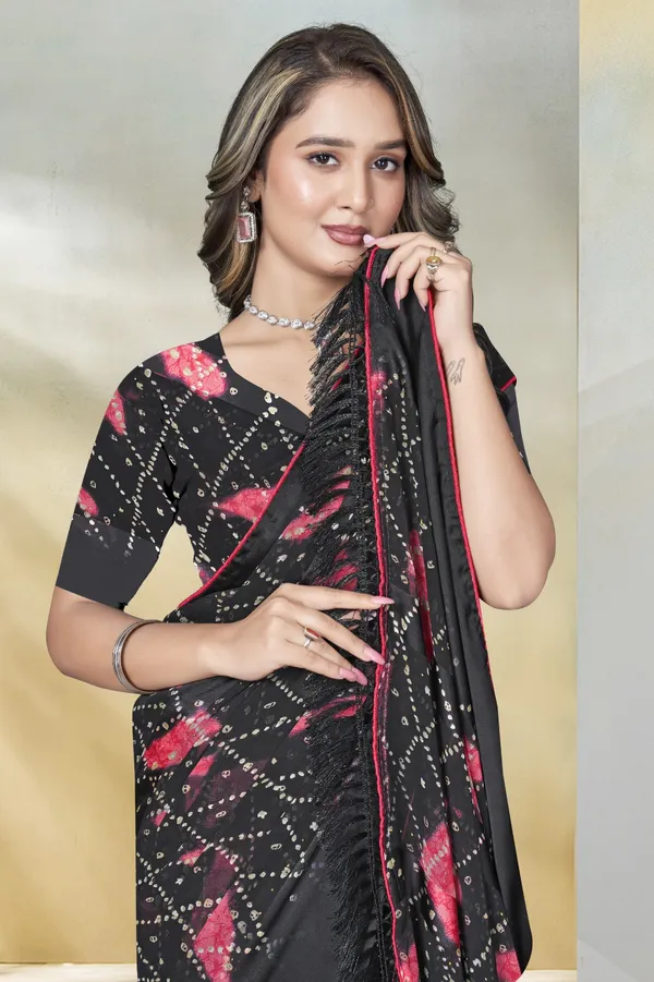 Black_Ruffle_Saree_With_Pink_Floral_Print_And_Sequin_Embellishments