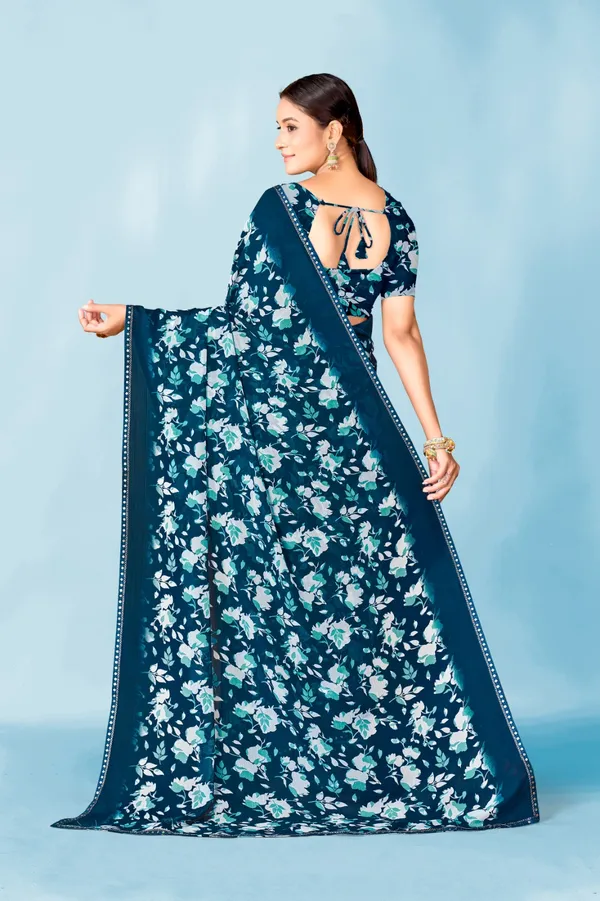 Floral_Print_Saree_With_Blouse