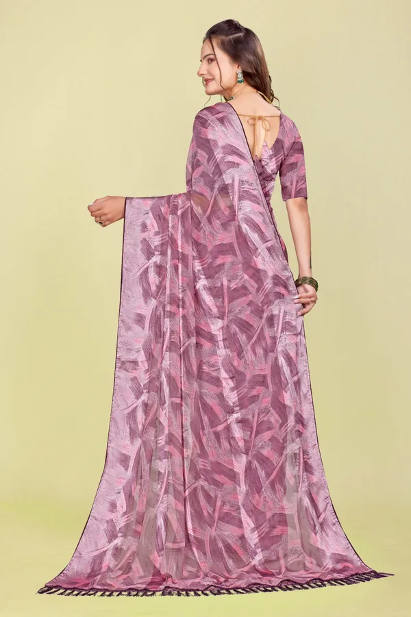 Purple_Abstract_Print_Saree_With_Matching_Blouse