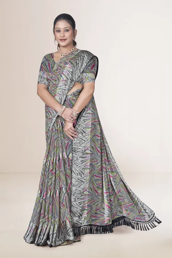 Multicolor_Abstract_Print_Saree_With_Black_Border_And_Tassel_Detail
