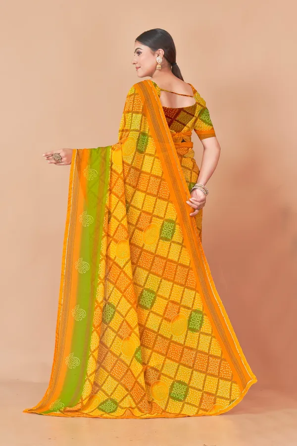 Multicolor_Bandhani_Print_Art_Silk_Saree_With_Blouse