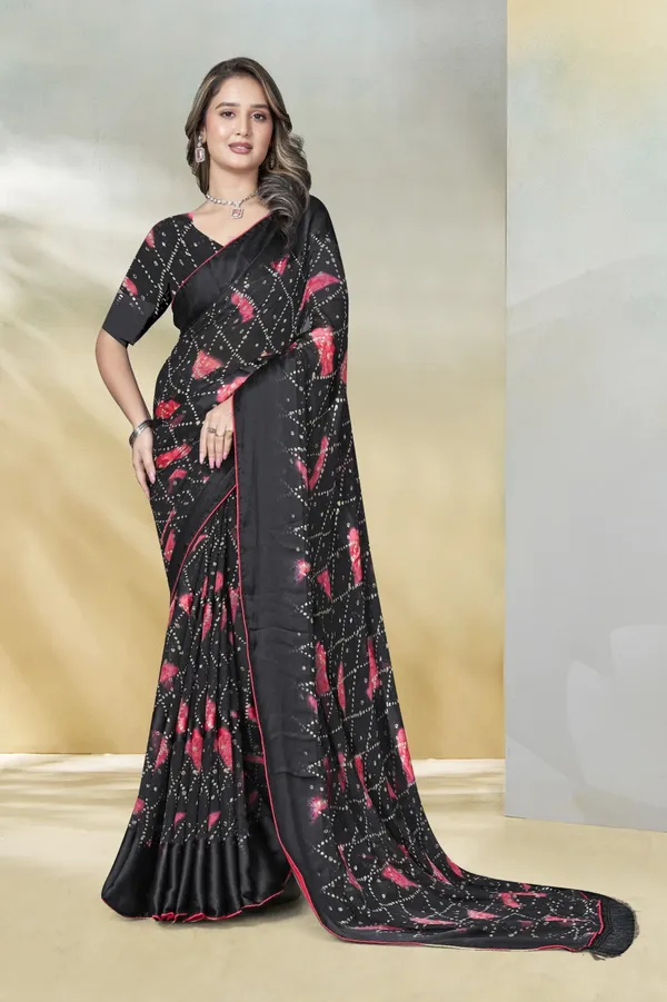 Black_Ruffle_Saree_With_Pink_Floral_Print_And_Sequin_Embellishments