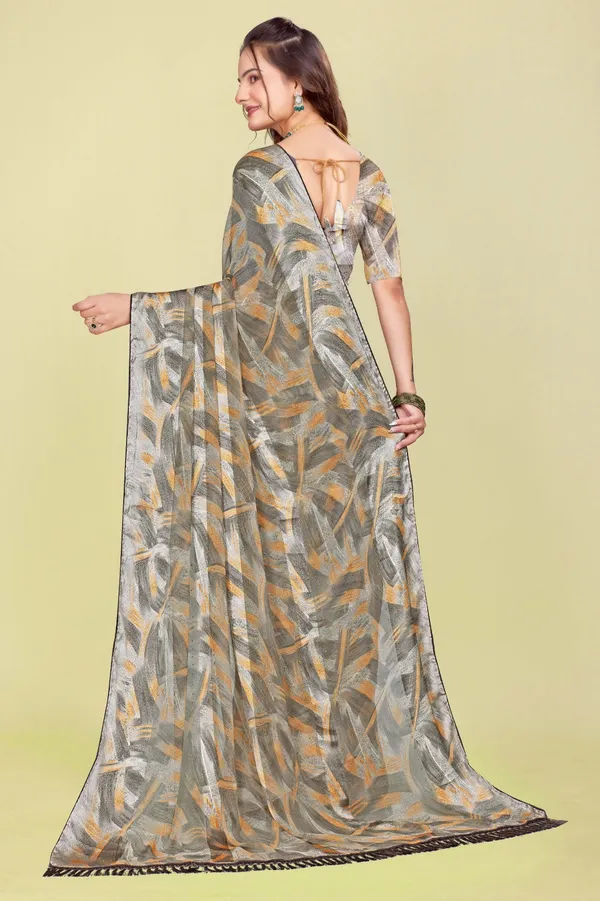 Grey_And_Mustard_Abstract_Print_Saree_With_Tasseled_Border