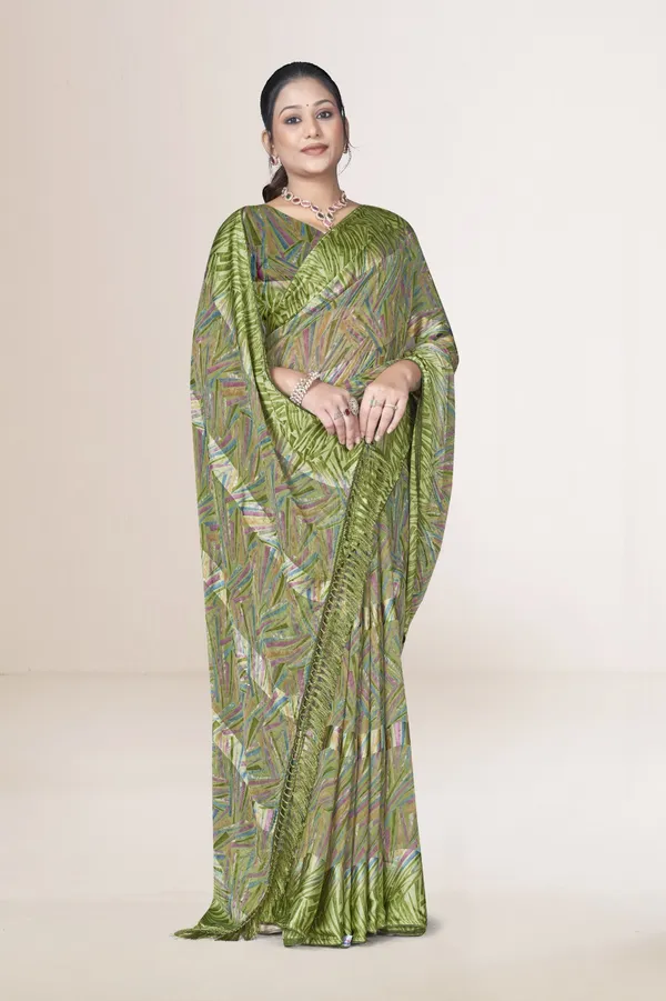 Green_Printed_Saree_With_Satin_Border
