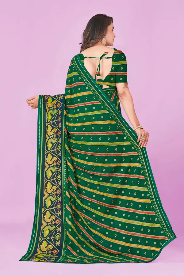 Green_Bandhani_Print_Saree_With_Contrast_Border
