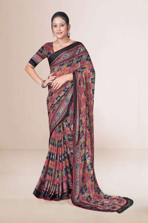 Multi_Color_Geometric_Print_Saree_With_Black_Border