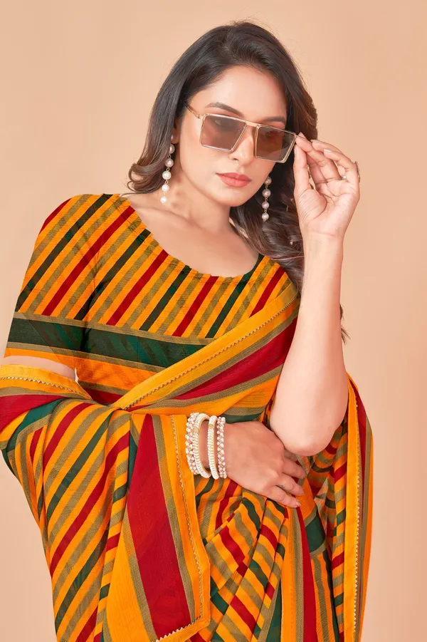 Vibrant_Multi_Color_Striped_Saree_With_Blouse_Piece