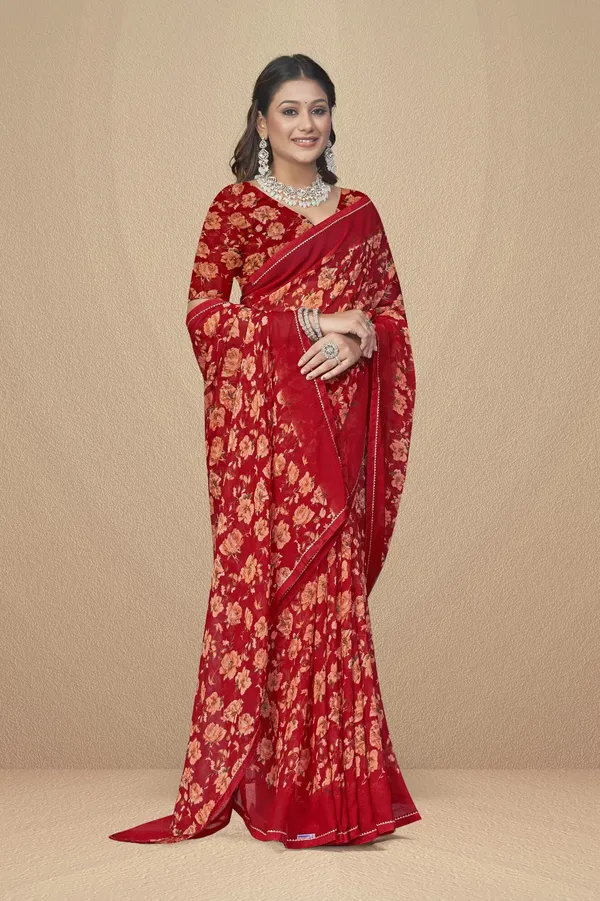 Red_Floral_Embroidered_Saree_With_Matching_Blouse
