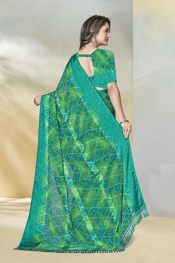 Green_Bandhani_Print_Saree_With_Sequin_Work