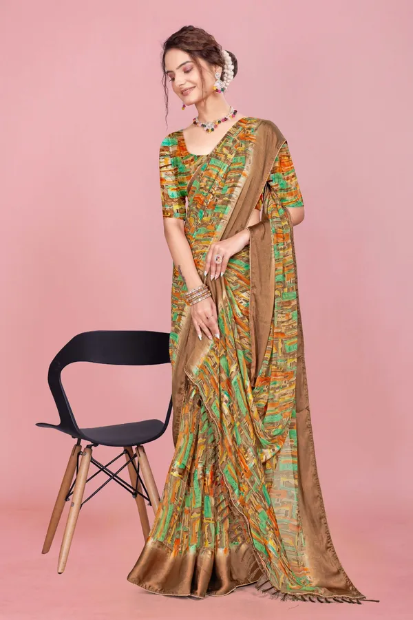 Multicolor_Printed_Saree_With_Blouse