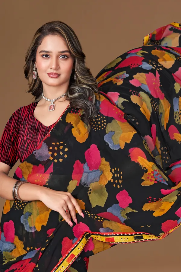 Floral_Print_Georgette_Saree_With_Border