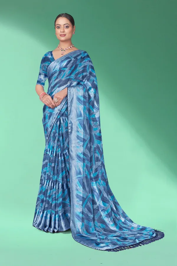 Blue_Abstract_Print_Saree_With_Matching_Blouse