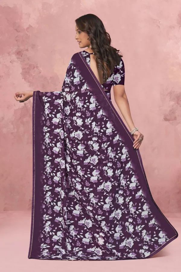 Purple_Floral_Printed_Saree_With_Matching_Blouse