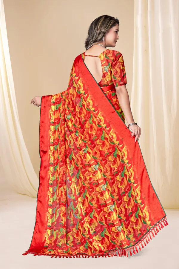 Vibrant_Red_Printed_Silk_Saree_With_Multicolor_Floral_Design
