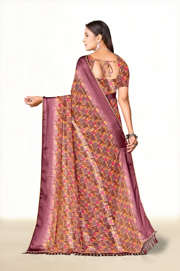 Traditional_Silk_Saree_With_Geometric_Weave_Pattern_And_Contrasting_Border