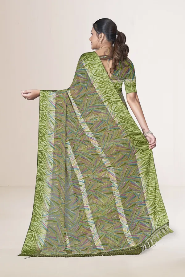 Green_Printed_Saree_With_Satin_Border