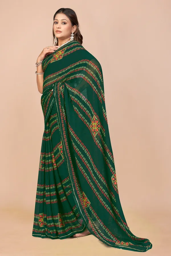 Green_Georgette_Embroidered_Saree_With_Diagonal_Stripe_Pattern