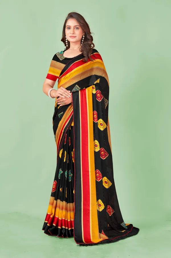 Multicolour_Cotton_Silk_Saree_With_Colorful_Striped_Border_And_Embellished_Motifs