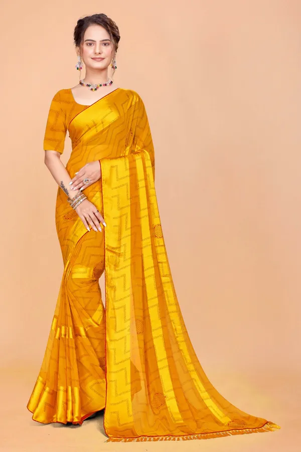 Traditional_Yellow_Silk_Saree_With_Golden_Weave_And_Zari_Border