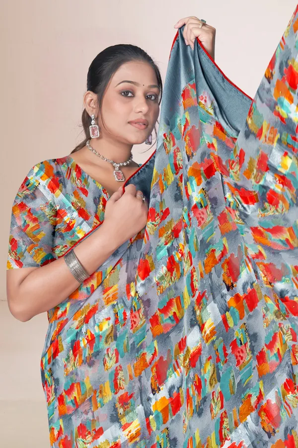 Women_Grey_Floral_Print_Silk_Saree_With_Contrast_Border