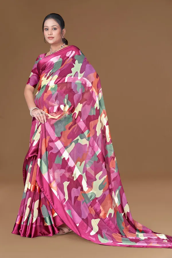 Multicolor_Abstract_Print_Silk_Saree_With_Matching_Blouse