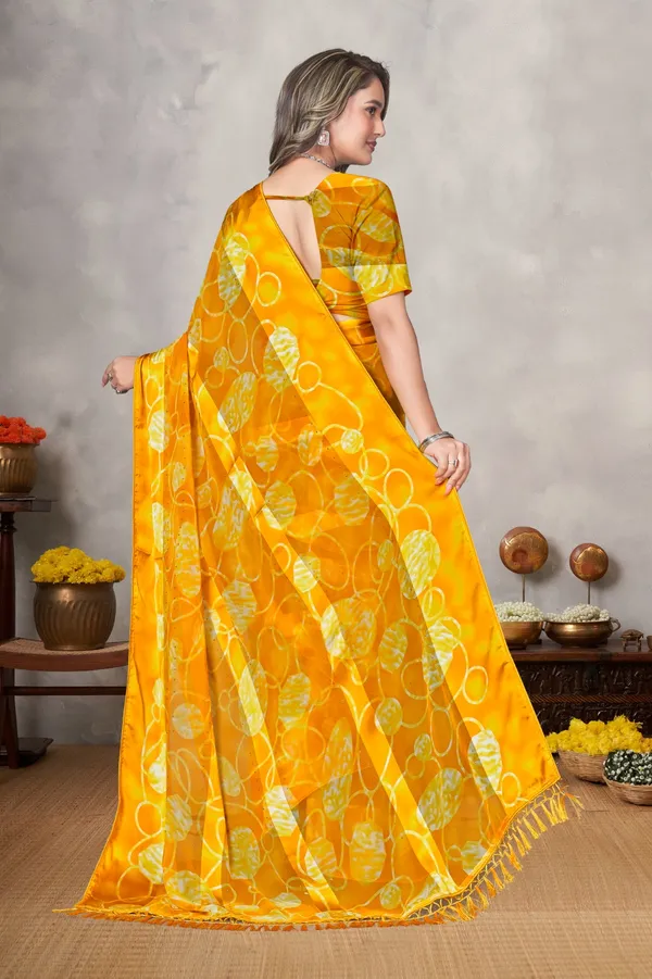 Yellow_Floral_Printed_Silk_Saree_With_Blouse