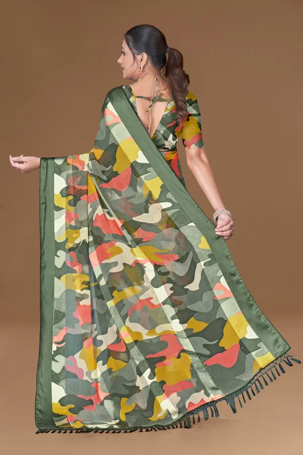 Multicolor_Camouflage_Print_Saree_With_Green_Border