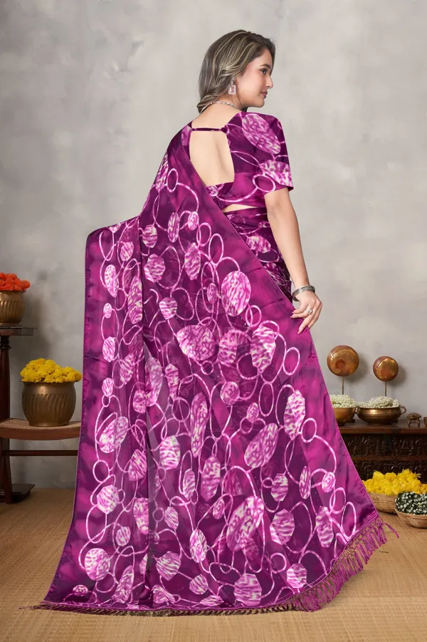 Purple_Floral_Print_Satin_Saree_With_Blouse