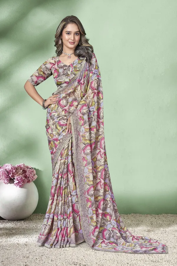 Floral_Print_Georgette_Saree_With_Blouse_Piece