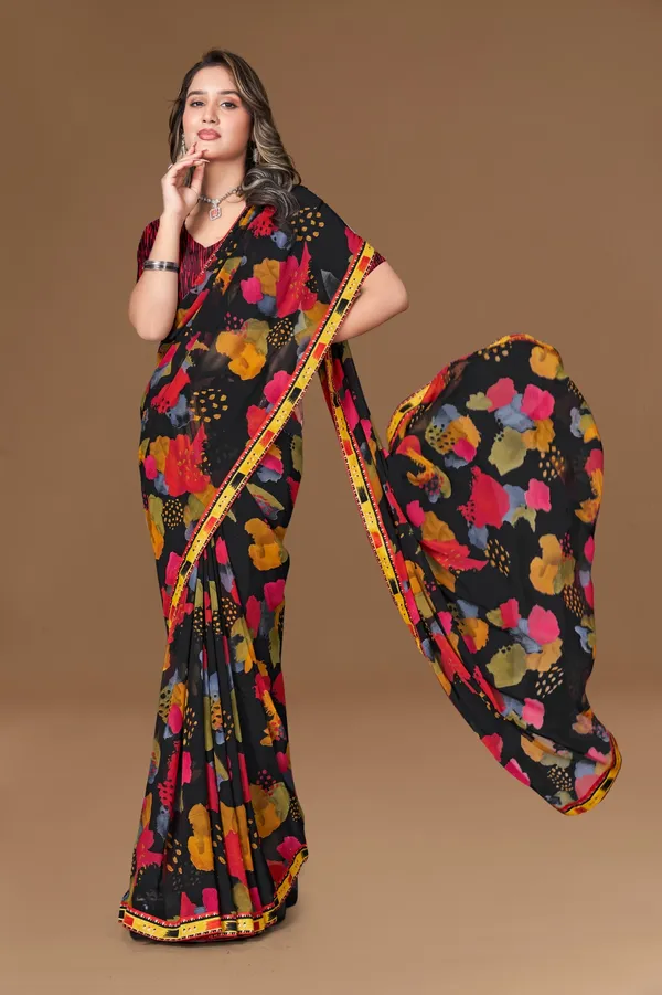Floral_Print_Georgette_Saree_With_Border