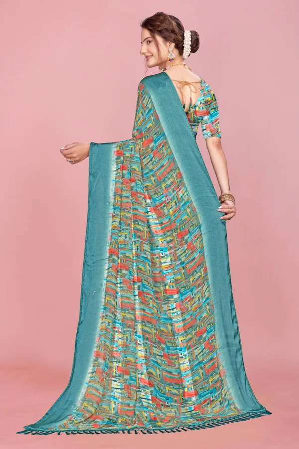 Turquoise_Blue_Printed_Saree_With_Abstract_Multicolor_Pattern_And_Matching_Blouse