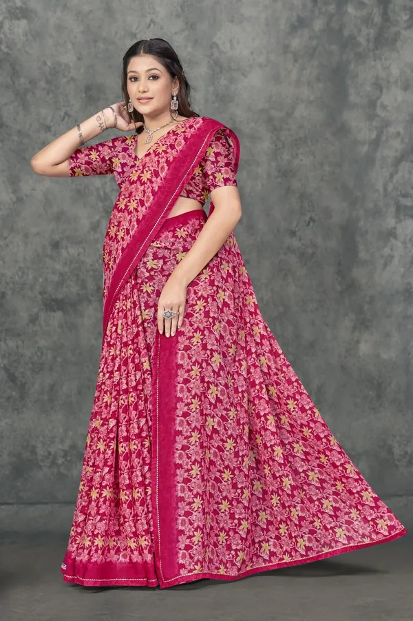 Pink_Floral_Printed_Georgette_Saree_With_Blouse_Piece