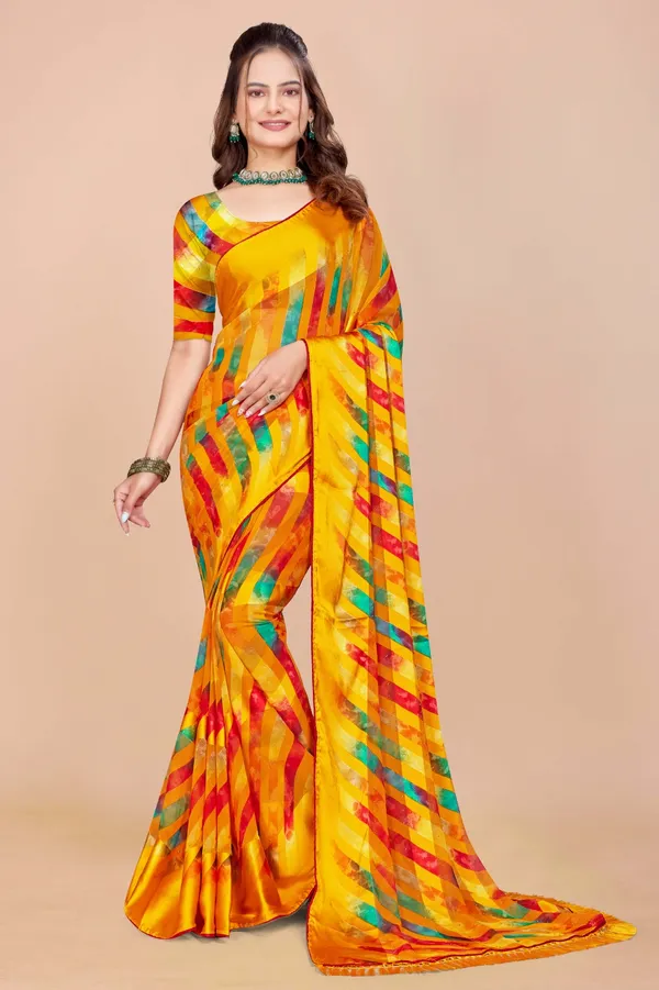 Vibrant_Yellow_Printed_Saree_With_Multicolor_Geometric_Pattern