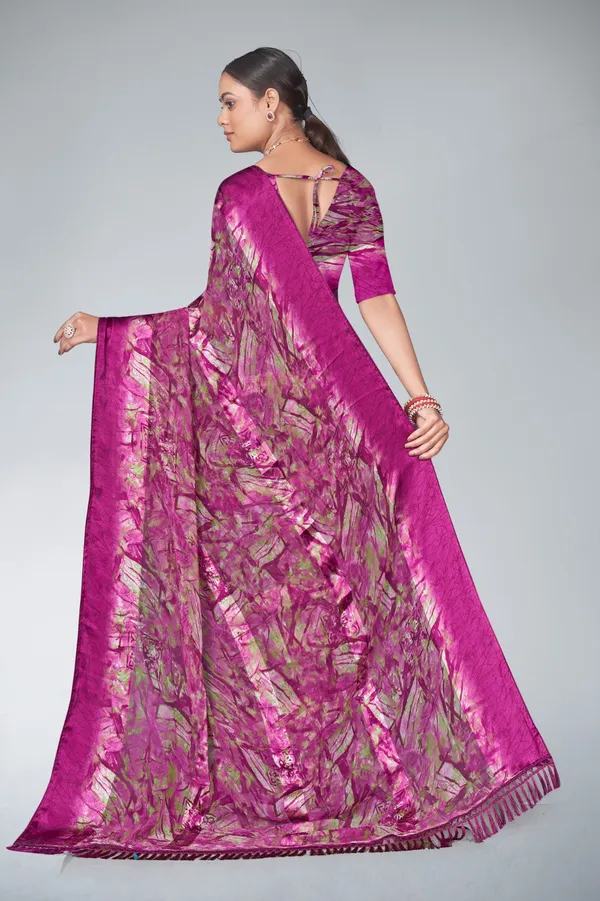 Magenta_Floral_Printed_Silk_Saree_With_Zari_Border