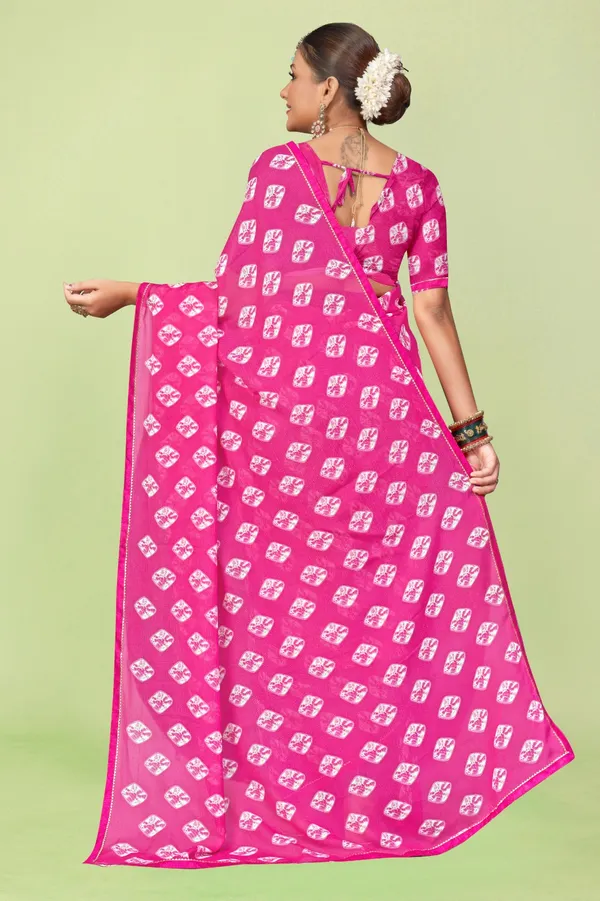 Pink_Bandhani_Print_Saree_With_Belt