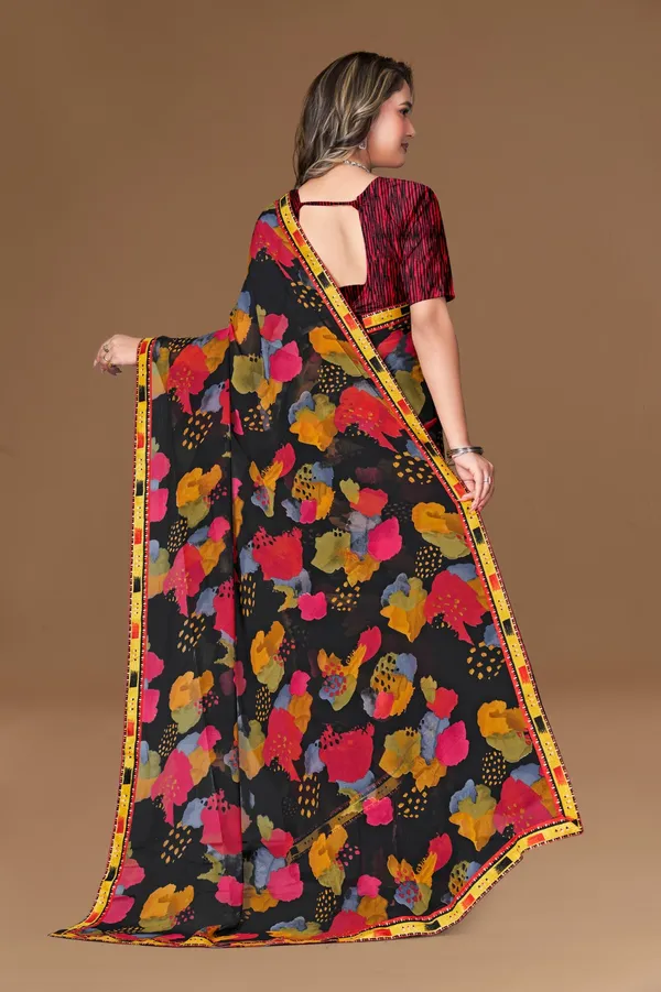 Floral_Print_Georgette_Saree_With_Border