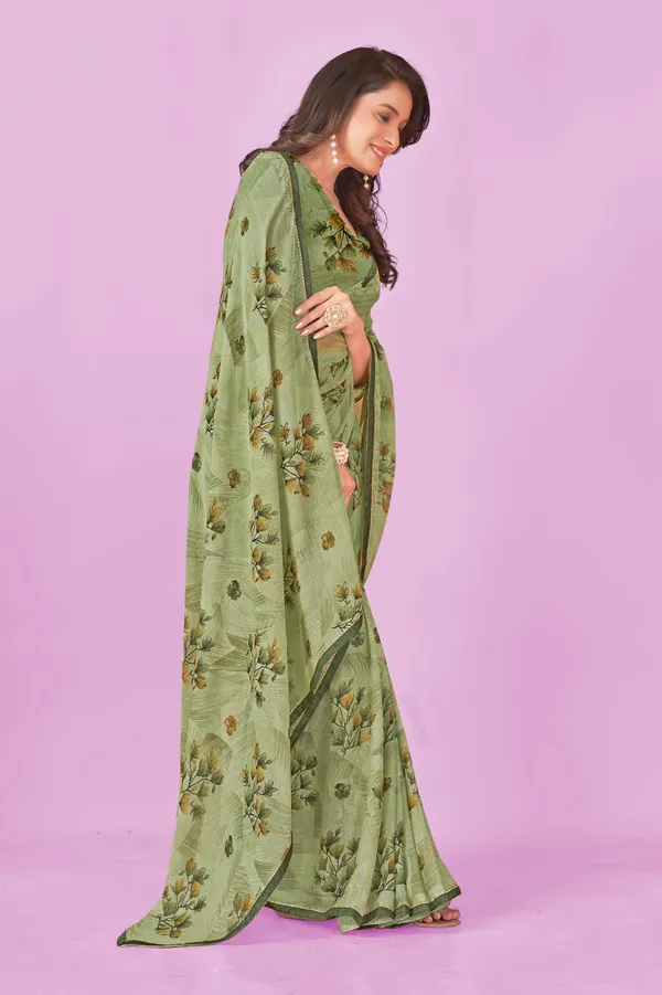 Green_Floral_Printed_Saree_With_Blouse