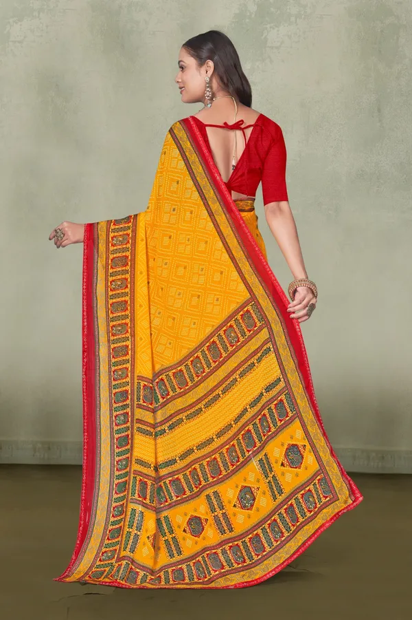 Yellow_Bandhani_Saree_With_Red_Border_And_Embroidered_Pallu