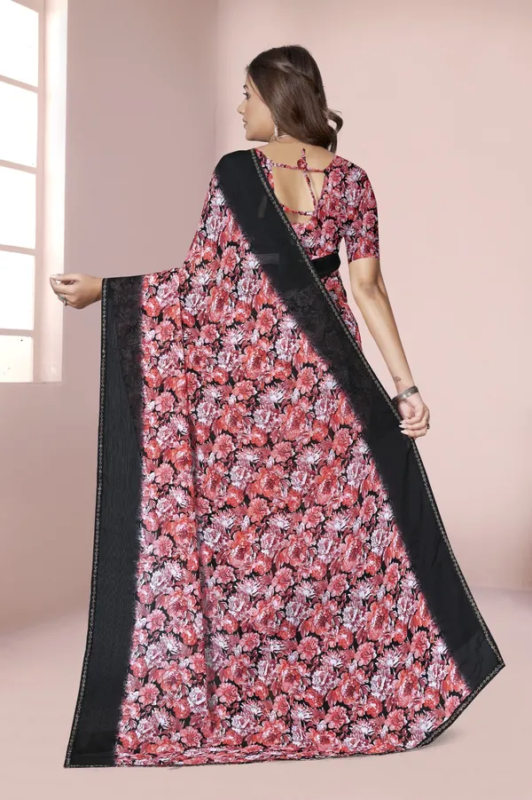 Black_Floral_Print_Georgette_Saree_With_Border
