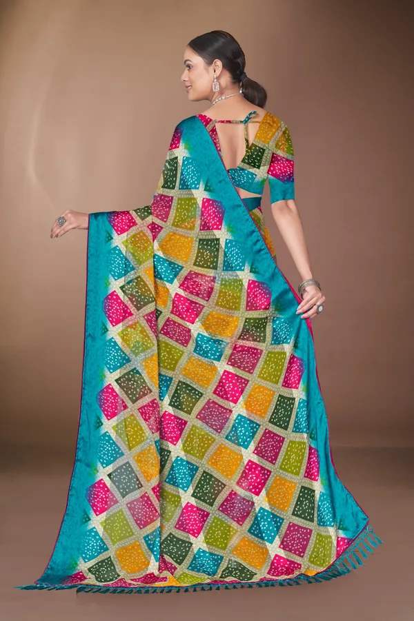 Vibrant_Multi_Color_Bandhani_Print_Saree_With_Turquoise_Border