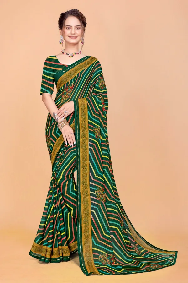 Multicolour_Zigzag_Printed_Saree_With_Embroidered_Motifs_And_Border