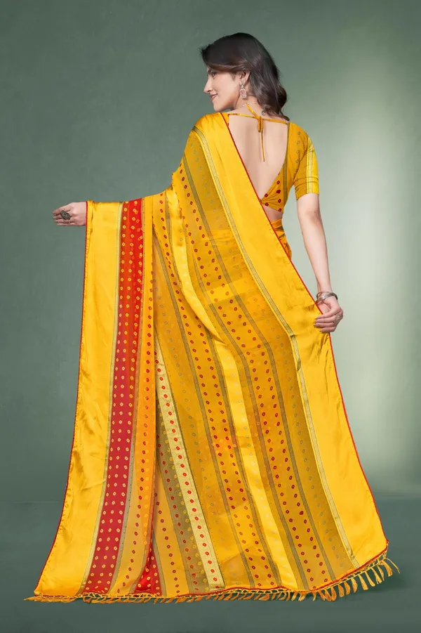 Traditional_Yellow_Bandhani_Silk_Saree_With_Red_Border