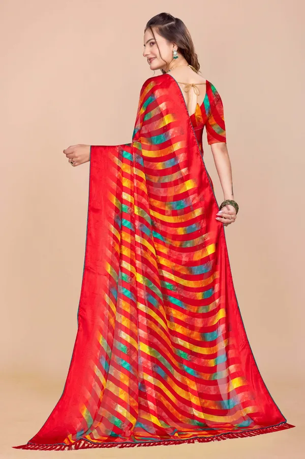 Vibrant_Red_Multicolor_Printed_Art_Silk_Saree