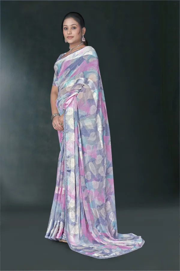 Pastel_Multicolor_Abstract_Print_Saree_With_Blouse