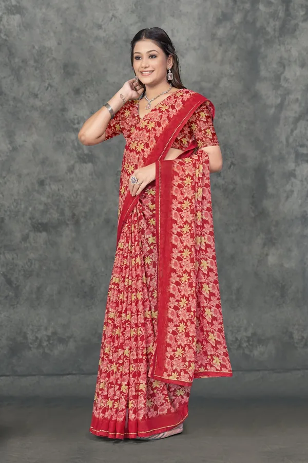 Red_Floral_Embroidered_Georgette_Saree_With_Border
